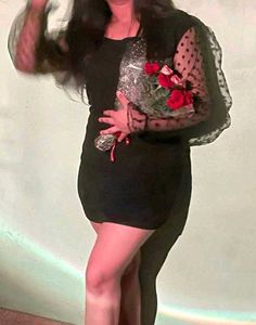 Chic Black Sheer Sleeve Dress