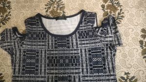 Patterned Cold Shoulder Top