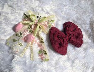 Cute Bow Hair Clips Set | Floral & Maroon