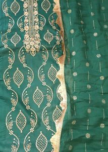 Elegant Green Embroidered dress material