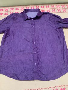 Purple Textured Button-Up Shirt