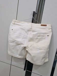 Cream Denim Shorts