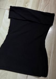 Chic Black Strapless Zipper Top