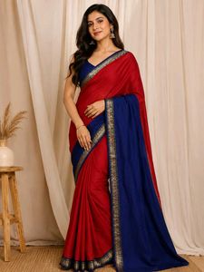 Royal Blue Silk Blend Saree Blouse with Designer B