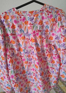 Floral Print Puff Sleeve Top