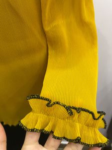 Chic Yellow Pleated Top