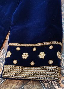 Men Indian Latest Designer Blue Velvet Sherwani