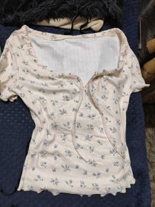Floral Print Tie-Front Top