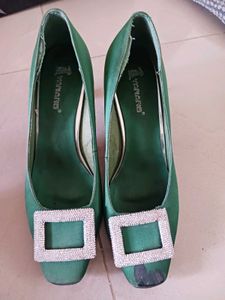 Elegant Green Embellished Heels
