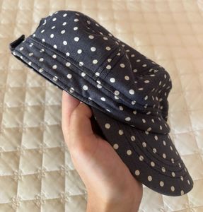 Polka dot jean cadet cap/military cap