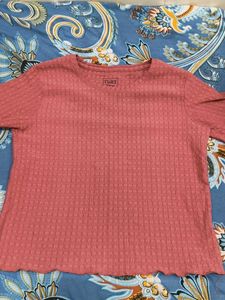 Pink Textured Long Sleeve Top
