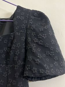 Black Puff Sleeve Mini Dress