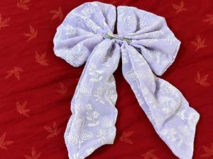Lavender Embroidered Bow Hair Clip