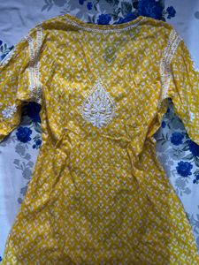 Yellow Embroidered Kurti