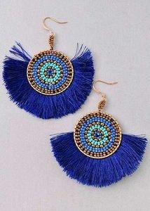 Boho Tassel Earrings - Royal Blue🧿