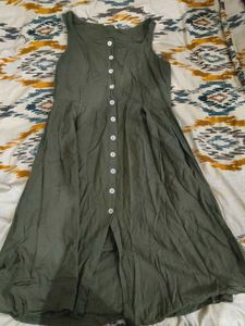 Olive Green Button-Down Dress