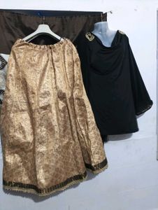 black kurti with golden lehga