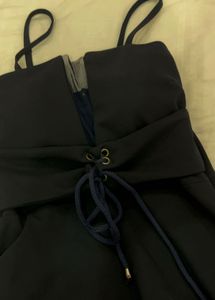 Navy Blue Lace-Up Mini Dress