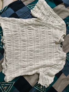 Chic White Smocked Crop Top