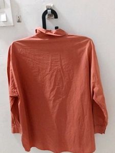 Coral Oversized Button-Up Shirt , Made in korea
