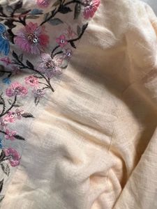 Max Cream Floral Embroidered Kurta