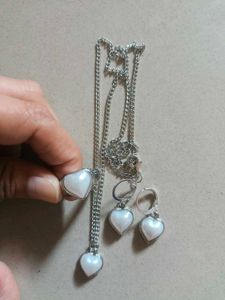 Heart Pendant Necklace &amp; Earrings Set
