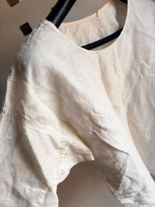 Cream Linen Long Sleeve Top