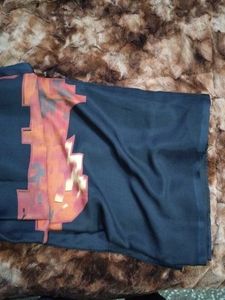 Elegant Blue &amp; Brown Printed Saree