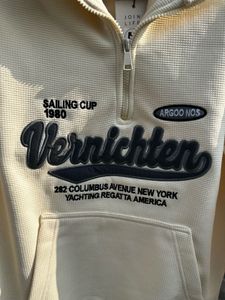 Cream Waffle Knit Quarter Zip Sweater