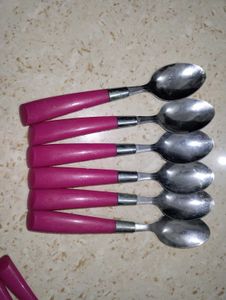 Pink Cutlery Set with Holder