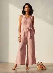 Chic Pink Eyelet Jumpsuit