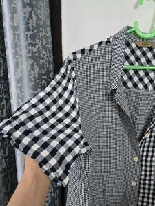 Stylish Asymmetrical Checkered Shirt size M