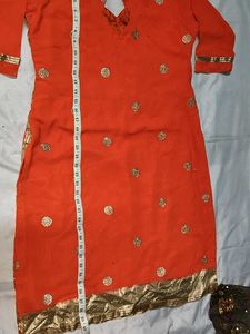 Orange Kurta with Gold Embellishments
