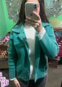 Teal Button-Down coat