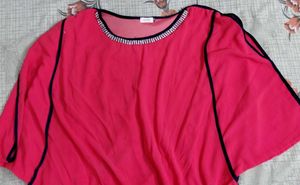 Bright Pink Embellished plus size top