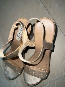 Women's Gold Glitter Wedge Sandals