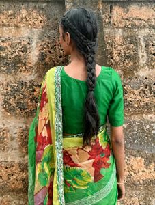 Vibrant Floral Print Saree