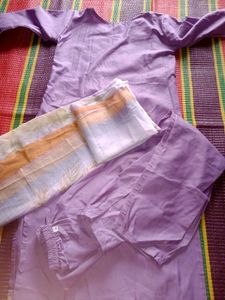 Elegant Lavender Kurta Set with Gold Embellishment