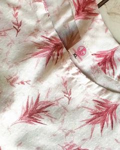 White Kurta with Pink Print