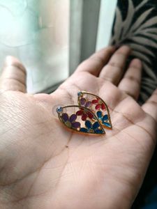 Floral Enamel Leaf Earrings