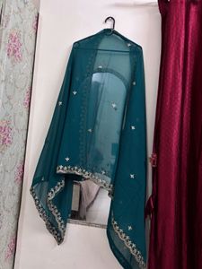 Teal Embroidered Kurta Set with Sharara