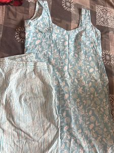 Sky Blue Floral Print Kurta Set