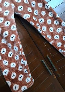Women Cute Bear Print Wool Lounge Pants