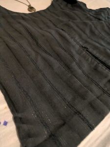 Stylish Black Striped Blouse with Pendant