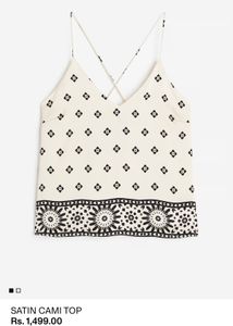 Cream Cami Top with Black Print.100% original prod