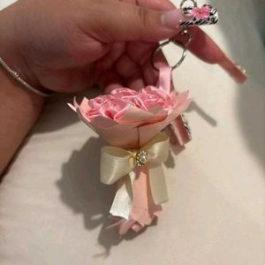 2 combo Mini Rose Bouquet Keychain