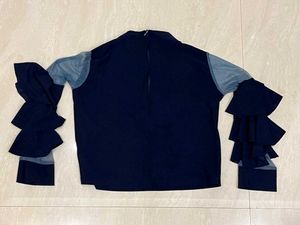 Chic Navy Blue Tiered Sleeve Top