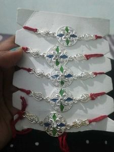 Gota chandi rakhi combo of five