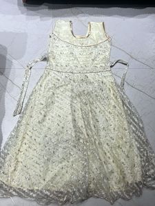 Elegant Cream Lace Ethnic Gown