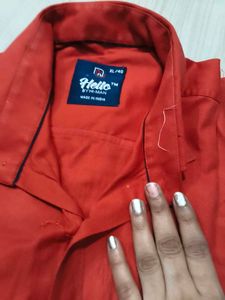 Men's Red Button-Up Shirt